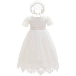 Elegant prinsesse dbskjole med Bonnet