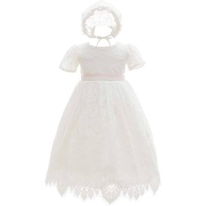 Elegant prinsesse dbskjole med Bonnet