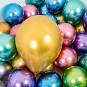 10″ (25cm) Metallic krom balloner (50 stk)
