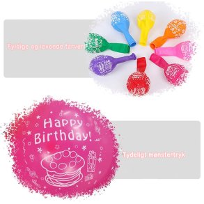 12'' Multifarve latex balloner til fdselsdagen (7stk)