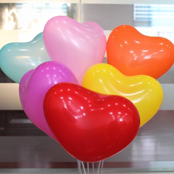 12&Prime; (30cm) mat latex hjerte ballon (100 stk)