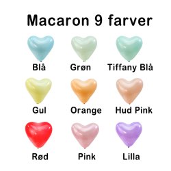 12&Prime; (30cm) Macaron hjerteformet ballon 7 stk