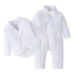 Baby Dreng dbsdragt i 5 deles - Romper+Frakke+Htte+Sko+Sokker