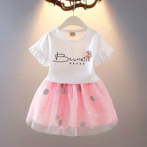  2-delt st mesh kjole - hvid