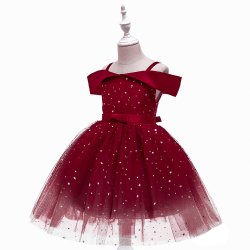 En-skulder festkjole med pailletter Puffy - Rd