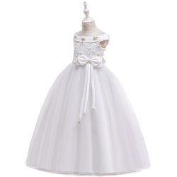  Blomstrede Festkjole / Gallakjole med off-shoulder - Hvid