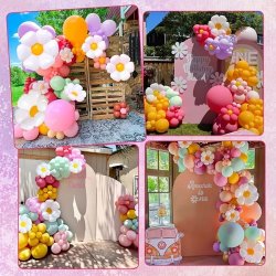 Daisy Macaron Balloner Guirlande Bue S�t 125 stk