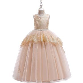 Festkjole / Brudepigekjole - Broderet - Champagne