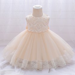 Broderet Festkjole - Baby - Champagne