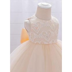 Broderet Festkjole - Baby - Champagne