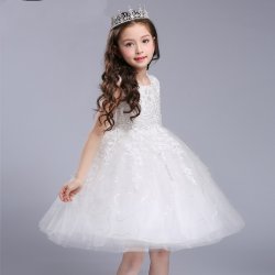 Festkjole / Brudepigekjole til piger - Fluffy hvid