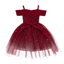 En-skulder festkjole med pailletter Puffy - Rd