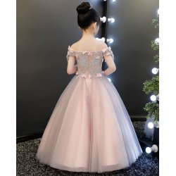 Festkjole / Brudepigekjole - Appliqued Off-shoulder -  Lyserd