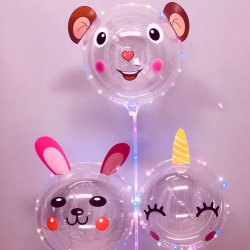  Bobo (Dobbelt Bubble )  LED ballon med s�dt dyrem�nster
