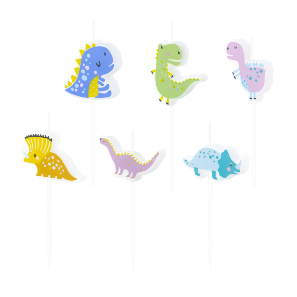 Dino Dinosaurs Stearinlys, 7cm, 6 stk