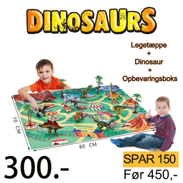 Dinosaur-tema legetppe med opbevaringsboks