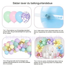 Macaron Regnbue Balloner Guirlande Bue S�t 134 stk