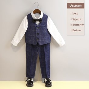 Marinebl vest st til brn - 4 dele 