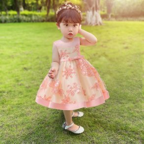 Rosa guld baby festkjole